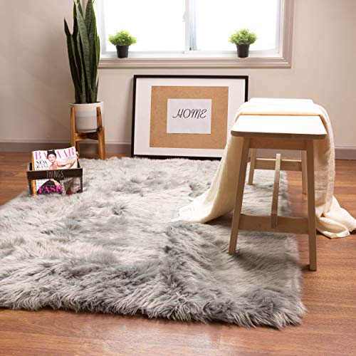 Super Area Rugs Faux Sheepskin Area Rug I Ultra Soft & Fluffy Shag Rug