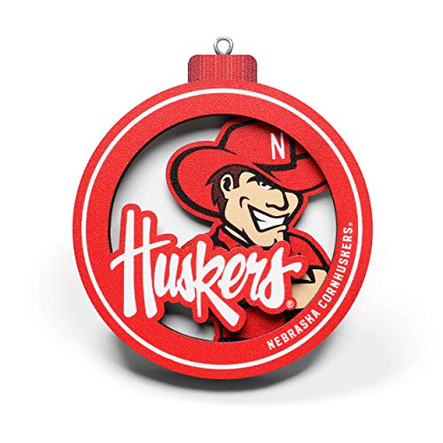 YouTheFan NCAA Nebraska Cornhuskers 3D Logo Series Ornament, team colors