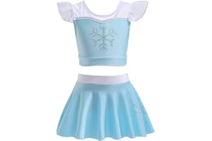 REXREII Girls Princess Swimsuits Two-Piece Tankini Set Beach Surf Birthday Swimming Party Bathing Suits Fancy Swimwear