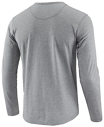 HETHCODE MEN’S CASUAL SLIM FIT LONG SLEEVE BASEBALL WORKOUT ACTIVE SPORTS GYM HIKING HENLEY T SHIRTS H.GRAY/S.GREEN XL