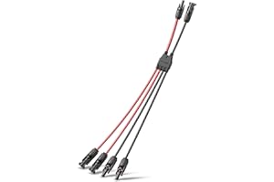 BougeRV Solar Parallel Connectors for 2 Solar Panels, 2 to 4 Y Branch 10AWG Adapter Splitter Cable Wire Plug PV Tool Kit, Waterproof (MFF/FMM)