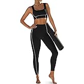 Aoysky Womens Buttery Soft 2 Piece Workout Sets Sports Bras and High Waisted Leggings with Pockets Athletic Gym Outfits