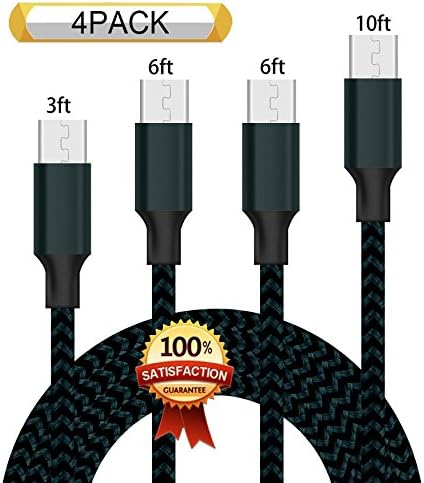 XIANDAN Micro USB Cable,4Pack 3FT 6FT 6FT 10FT Nylon Braided Android Charger USB to Micro USB Charging Charger Cord for Samsung Galaxy S7 Edge/S7/S6/S4/S3,Note 5/4/3 (Navy)