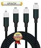 XIANDAN Micro USB Cable,4Pack 3FT 6FT 6FT 10FT Nylon Braided Android Charger USB to Micro USB Charging Charger Cord for Samsung Galaxy S7 Edge/S7/S6/S4/S3,Note 5/4/3 (Navy)