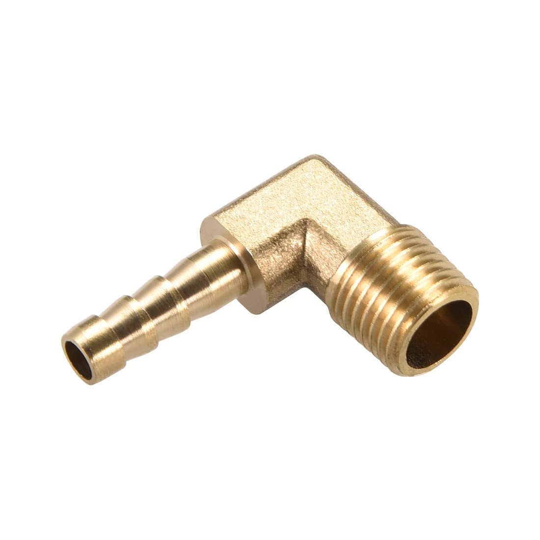 M METERXITY Brass Hose Barb Fittings - 90 Degree Elbow Brass 6mm Barbed Reducer Apply to Water Fuel (1/4 PT Male Pipe)