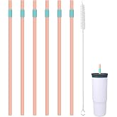 KLOWOAH Replacement Straws Compatible with Owala 24oz Tumbler, with 1 Brush,Pack of 6 (Orange-blue)