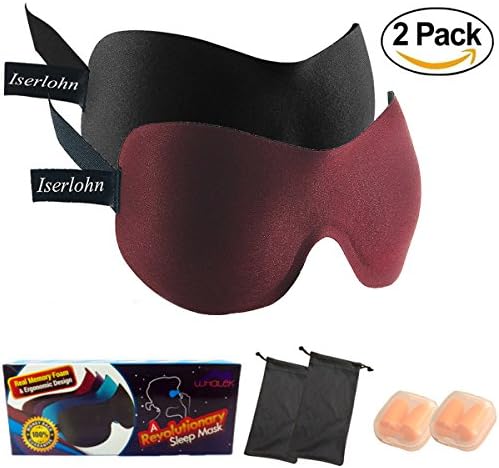 Whalek 3D Contoured Sleep Mask (Pack of 2 ),Eye Mask for Sleeping-Blindfold with Ear Plugs,Travel Pouch,Night Blinder Eyeshade for Women, Men, Kid