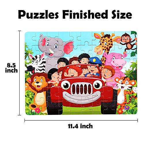Kids Puzzles Toys for Age 3-8 | 60 Pieces Wooden Jigsaw Puzzle Set of 4 Themes Colorful Preschool Educational Puzzles Animals Learning Toys for Toddlers