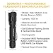 FlashlightZ Beacon Ultra Bright Rechargeable LED Tactical, Super Bundle with Adjustable Focus, Rechargeable Lithium Battery, Charge Cord, USB Car Plus Wall Adapter and USB Light, 1000 lm