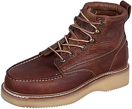 WorkZone Mens 6 inch Handcrafted Water Resistant Lightweight Full Grain Leather Wedge Work Boot N634 10 D(M) US Dark Brown