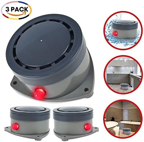 LED Water Leak Detector, DEALIKEE Up to 120DB, Home Pack Electronic Water Alarm Flood Sensor Leak Detection with Red Flash Warnning Light, Perfect Protection of Your Belongings.( 3 Pack )