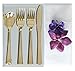 Party Bargains Disposable Plastic Gold Cutlery Set | Durable & Elegant Stylish Polished Gold Cutlery | 80 Forks, 40 Knives, 40 Spoons, Party of 40