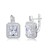 Mia Sarine Rhodium Plated Silver Cubic Zirconia Square Post Women's Earrings