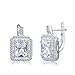 Mia Sarine Womens Cubic Zirconia Rectangular Drop Post Earrings in Rhodium over Sterling Silver