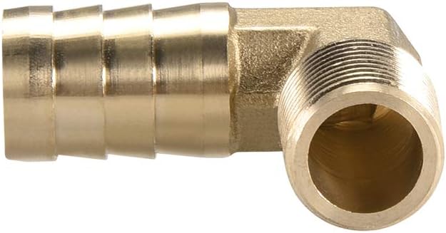 sourcing map Brass Barb Hose Fitting, 90 Degree Elbow 16mm Barbed to 3/8PT Male Pipe Adapter Connector 2pcs - Image 5