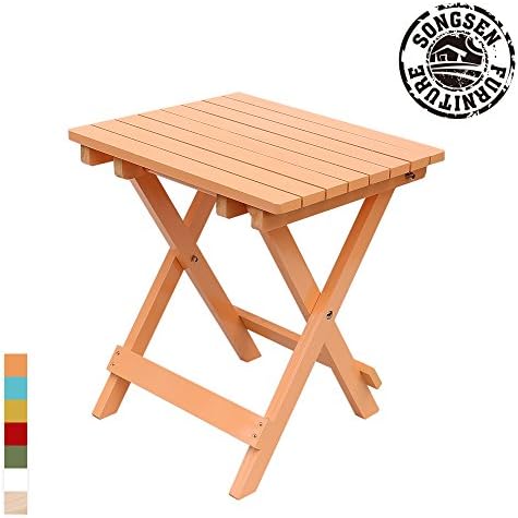 Songsen Fashion Outdoor Wood adirondack Fold Side Table Patio Deck Garden Furniture (Adult,Peach)
