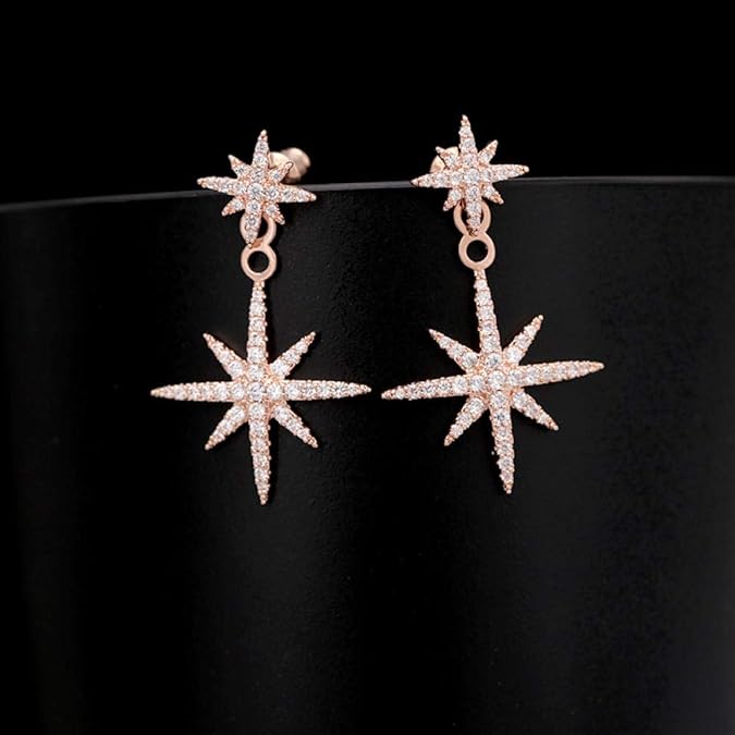 Orecchini A Stella Con Clip - Pendenti Dichiarazione Per Donna, Pentagramma In Lega - Foto 2
