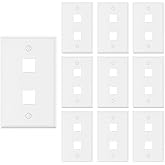 VCE 2 Port Keystone Wall Plate UL Listed (10-Pack), Single Gang Wall Plates for RJ45 Keystone Jack and Modular Inserts, White