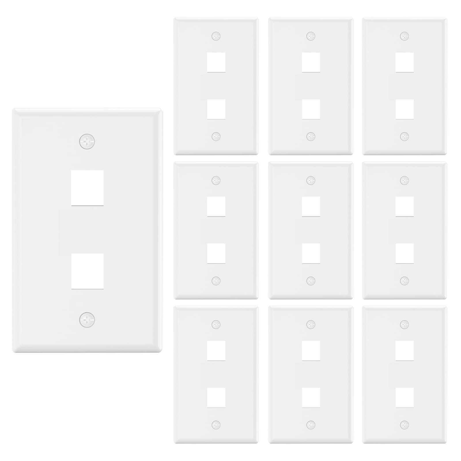 Photo 1 of VCE 2 Port Keystone Wall Plate UL Listed (10-Pack), Single Gang Wall Plates for RJ45 Keystone Jack and Modular Inserts, White