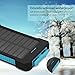 YOUNGFLY Dual 20000mAh Solar Charger Sunpower Panel Power Bank Waterproof, Dust-Proof and Shock-Resistant Led Light, With Compass + USB Cable + Hook (Blue)