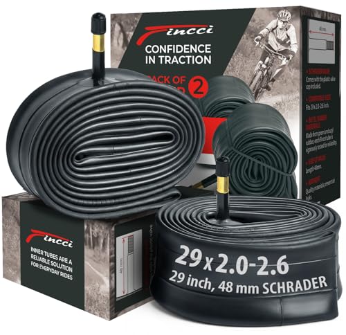 Fincci Bicycle Inner Tube 29 x 2.10 x 2.2 x 2.3 x 2.35 x 2.4 x 2.5 x 2.6 Inches – Pair of MTB 29 Air Cameras with Presta Valve 48 mm – Tubes for Gravel & Electric Folding & Mountain & Racing Bicycle