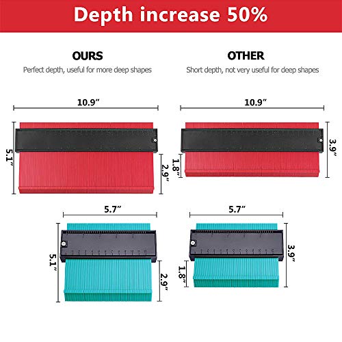 [Upgrade Version] Contour Gauge Duplicator 5 and 10 Widen Profile Gauge Duplicator Copy Irregular Shapes Template Measuring Tool Angle Finder Outline Tiling Laminate Wood Marking (2 Pcs)