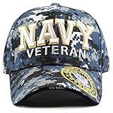 THE HAT DEPOT 1100 Official Licensed Military 3D Embroidered Logo Veteran Cap (Navy-Blue Digital Camo)