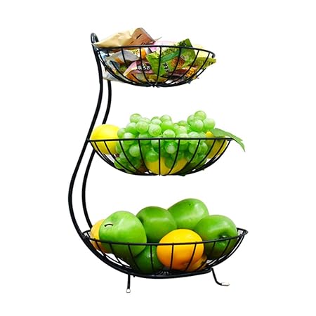 Giow Multi-Layer Fruchtkorb, Wolleiserne Wohnzimmer Snacks Dried Fruit und Gemüsespeicher Rack Multi-Funkelplatte