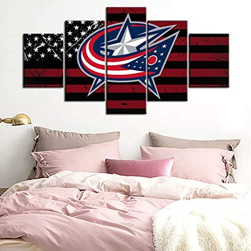 Native American Wall Decor Columbus Blue Jackets Workforce Brand Prints Portray Ice Hockey Membership Canvas Wall Artwork Outdated Classic Art work Home Ornament Framed Able to Grasp Poster and Prints(60Wx32H inches)