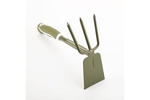 Sungmor 2 in 1 Double Hoe Small Gardening Tool, Strong & Sharp Hoeing and Loosening Soil Hand Tool, Comfort Handle & Anti-Rust Steel Head