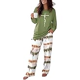 CHICME Womens Pajamas Sets 2 Piece Long Sleeve Lounge Set Loose Pants Pj Sets Loungewear with Pockets