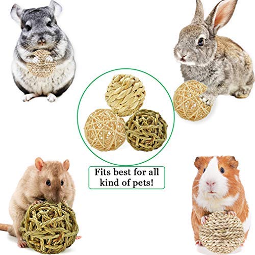 SunGrow Assorted Rabbit Balls, Made from Seagrass, Chewable Teething