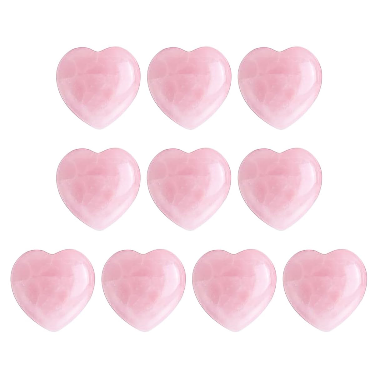 Sarini 10 PCS Rose Quartz Heart Crystals Natural Crystal Polished Healing Cute Mini Pocket Stones Palm Thumb Love Gemstones Set