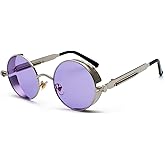 PROUDDEMON Retro Gothic Steampunk Sunglasses for Women Men Round Lens Metal Frame