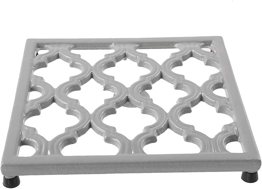 Amazon Com Square Cast Iron Trivet Gray Metal Trivets For Kitchen Dining Kitchen Dining