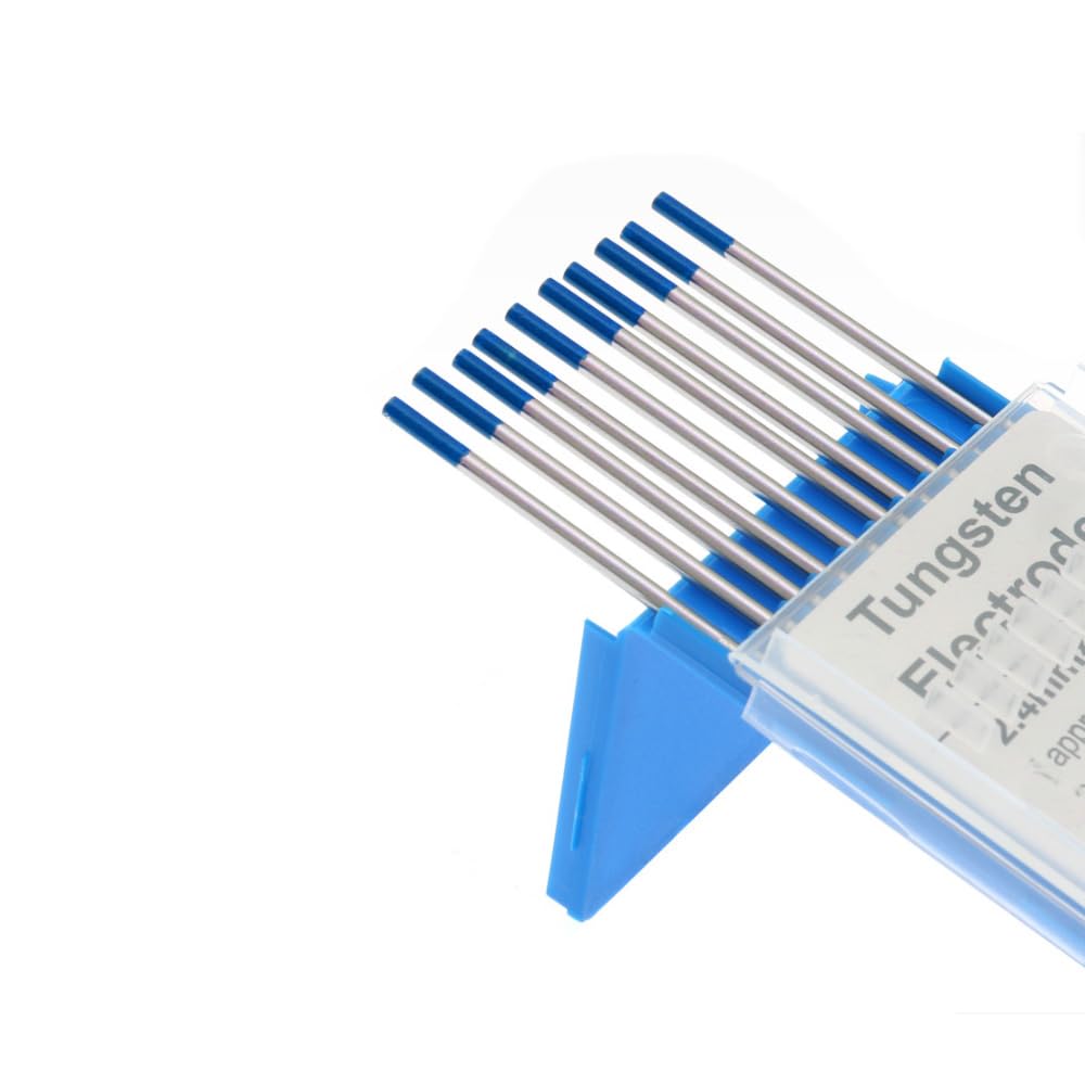 10 Pcs Welding Tungsten Electrodes, 2.4 * 150mm Tig Welding Electrodes Rod, WL20 Lanthanated Tungsten 2% Blue Tip for Alloy, Aluminum, Metal