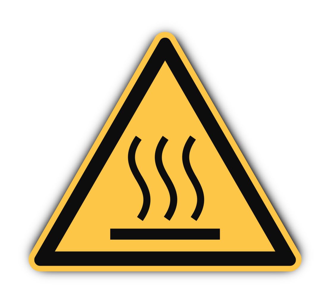 Warning of hot surface: W017 - DIN EN ISO 7010 / ASR A1.3 - sticker: diameter 20 cm, 1 piece