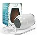 THILY 12oz Insulated Stainless Steel Wine Tumbler with Sliding Lid & Straw - Stemless Travel Cup for Coffee, Cocktails, Beer - Cold Drinks - Glitter White