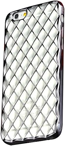 iPhone 5/5S/5SE Case, Rhombic Lattice Patterned Glossy Plating Soft Silicon Bumper Cover for Apple iPhone 5 5S 5SE (Sliver)
