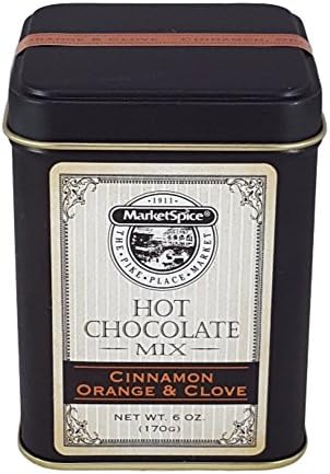 Market Spice Cinnamon Orange Hot Chocolate Cocoa Mix, All Natural Blend Of Pernigotti Cocoa, Sugar, Orange Flavoring, Cinnamon, And Clove In A 6oz Tin.