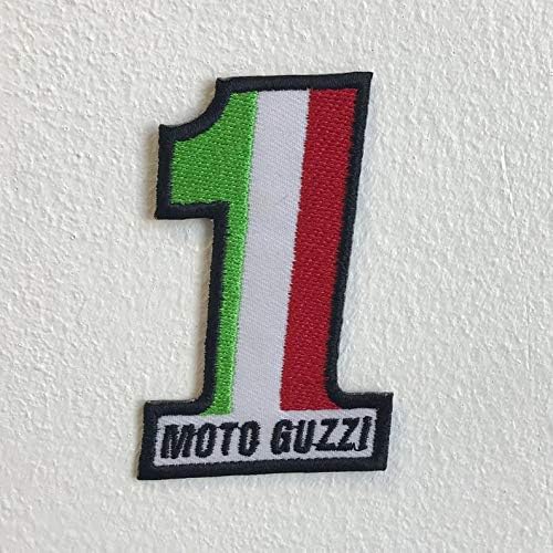 Italian Motorcycle Flag Moto Guzzi 1 Iron Sew on Embroidered Patch F40 (5CM X 8CM)