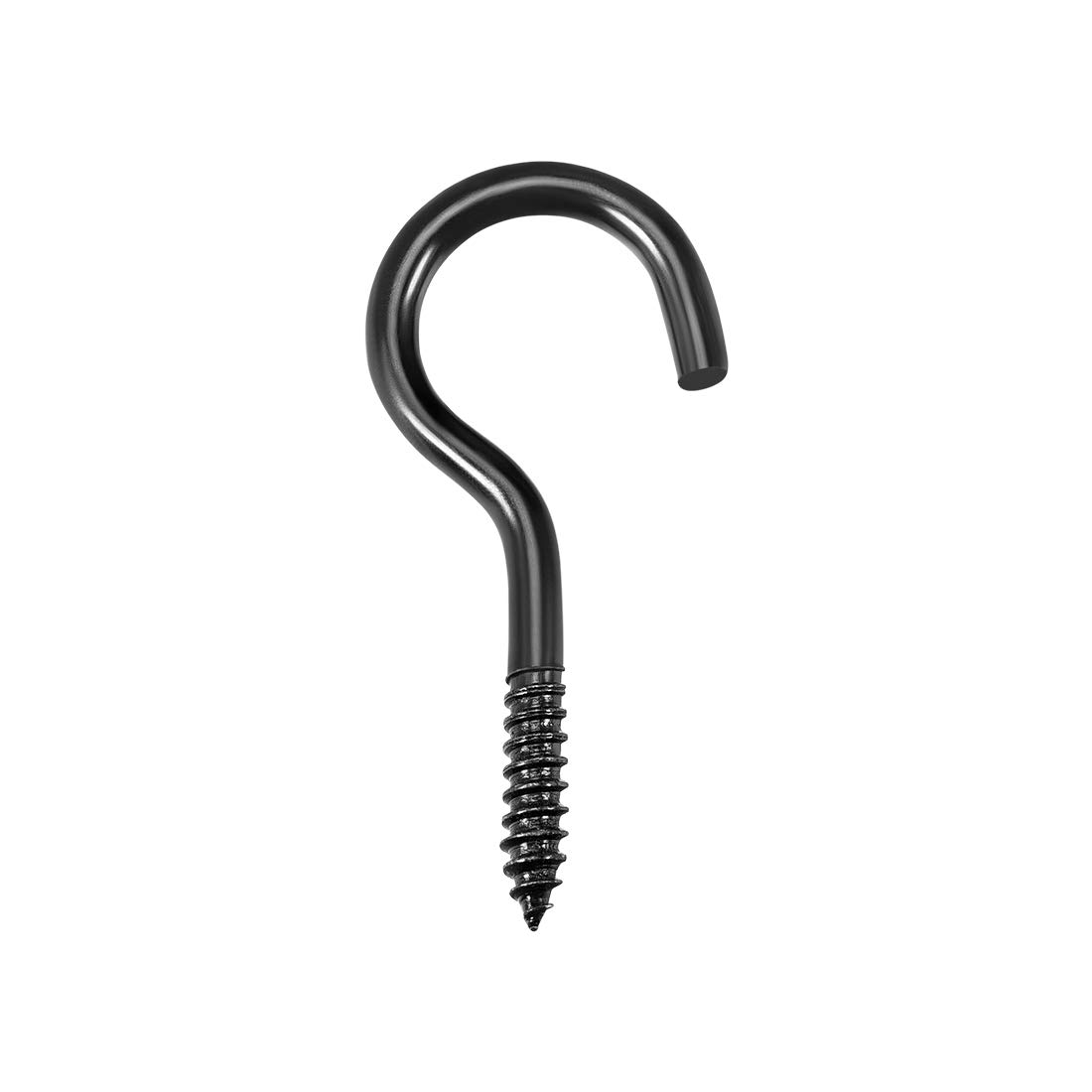 sourcing map 1.3" Screw Eye Hooks Self Tapping Screws Screw-in Hanger Eye-Shape Hooks Black 12pcs
