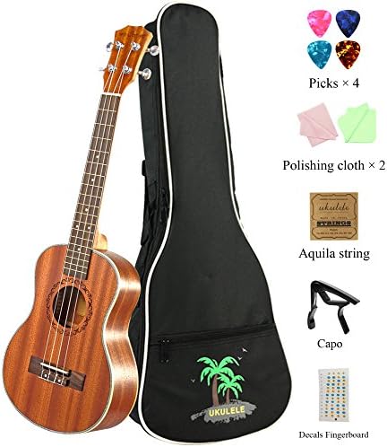 MELODIC Spruce Soprano Mahogany Ukulele 21 inch Ukulele Set With Gig Bag, Capo, Polishing Cloths, Decals Fingerboard, Strings (Soprano)