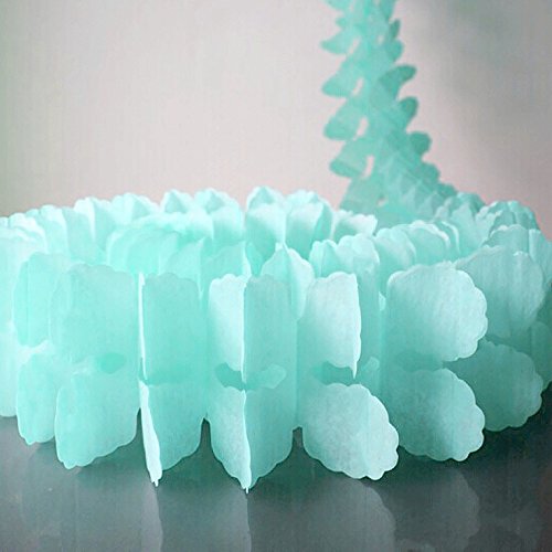 Four Leaf Clover Garland Tissue Paper Flowers, Tissue Paper Garland, Independence Day Decoration Wedding Party Decor Tissue Paper Flowers Kit Garland Craft, 9.84 Feet/3 M Each, Pack of 3 (Mint)
