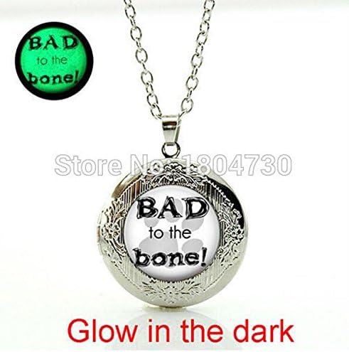 BAD to the bone Necklace Pendant Dog Paw Necklace Dogs Pets Dog Lover Gift Handcrafted glowing locket animal jewelry (2)
