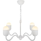 Alora Mood Effie 27-in Antique White/Opal Glass 4-Light Chandelier | Modern Chandelier Light Fixture | SKU CH558427AWOP
