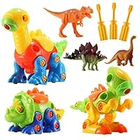 Dinosaur Toys STEM Building Toys - 3 Pack Take Apart Toys with Tools and 3 Pack Bonus Realistic Dinosaur Figures, Preschool Learning Toys for Boys Kids Age 3, 4 and 5+ Years Old