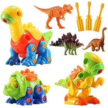 Dinosaur Toys STEM Building Toys - 3 Pack Take Apart Toys with Tools and 3 Pack Bonus Realistic Dinosaur Figures, Preschool Learning Toys for Boys Kids Age 3, 4 and 5+ Years Old