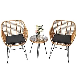 Three Sets of Balcony Tables and Chairs, Rattan