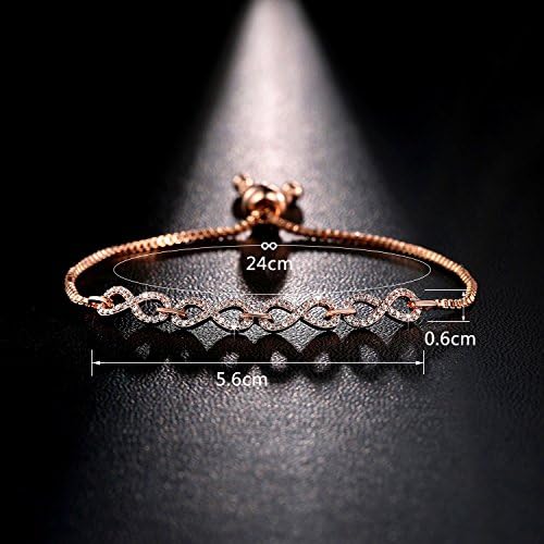 Redbarry Endless Love Rose Gold Plated Charm Adjustable Infinity Bracelet for Women Girls, Gift for Love, Thanks, Valentine Day
